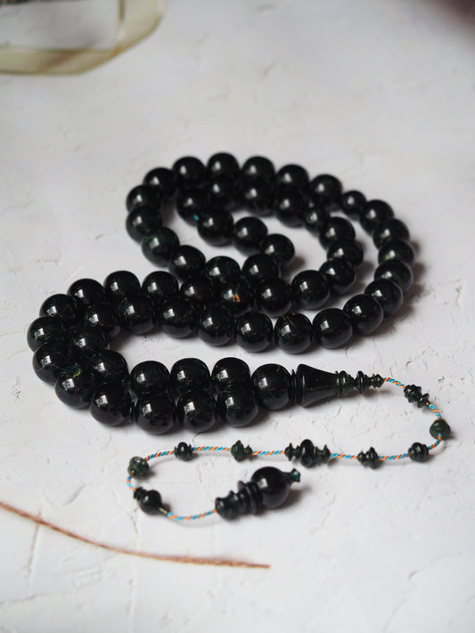 Dark Blue Moon Bakelite Rosary 55 Donut Beads