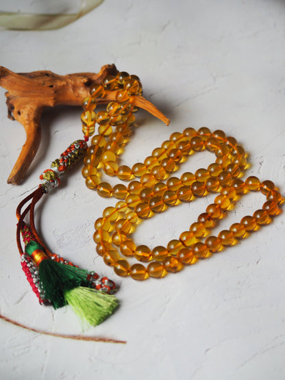 Natural Green Dominican Amber Pocket Size Rosary 99 Beads