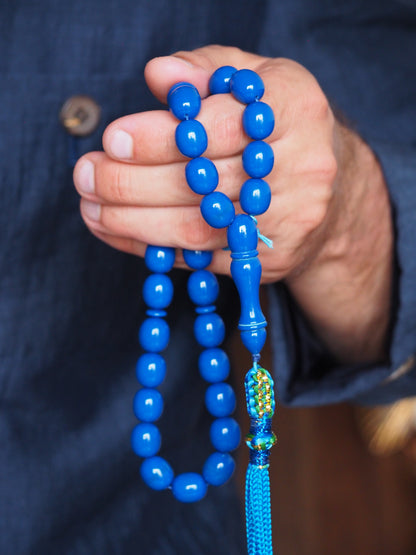 Electric Blue Bakelite Rosary