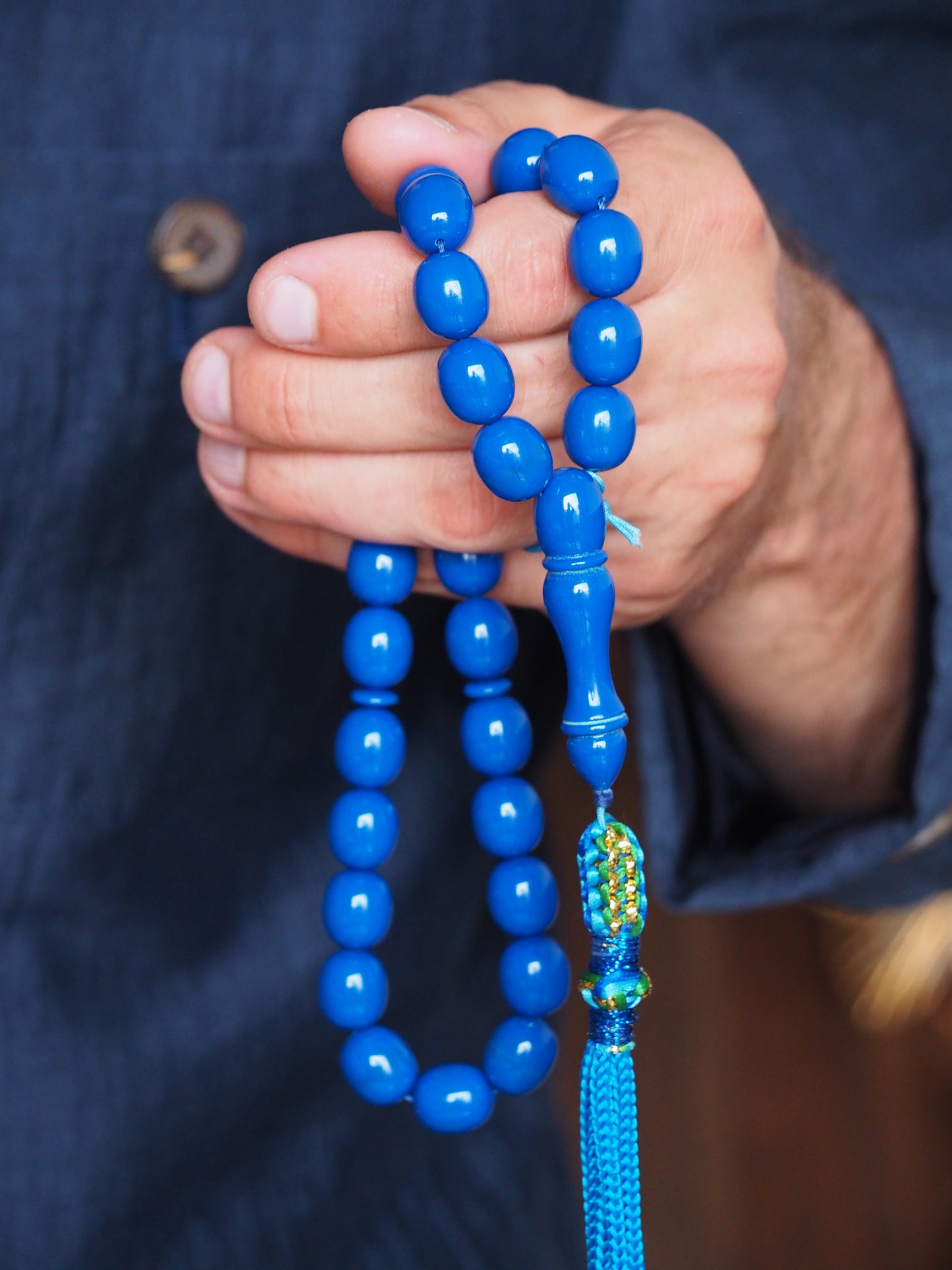 Electric Blue Bakelite Rosary