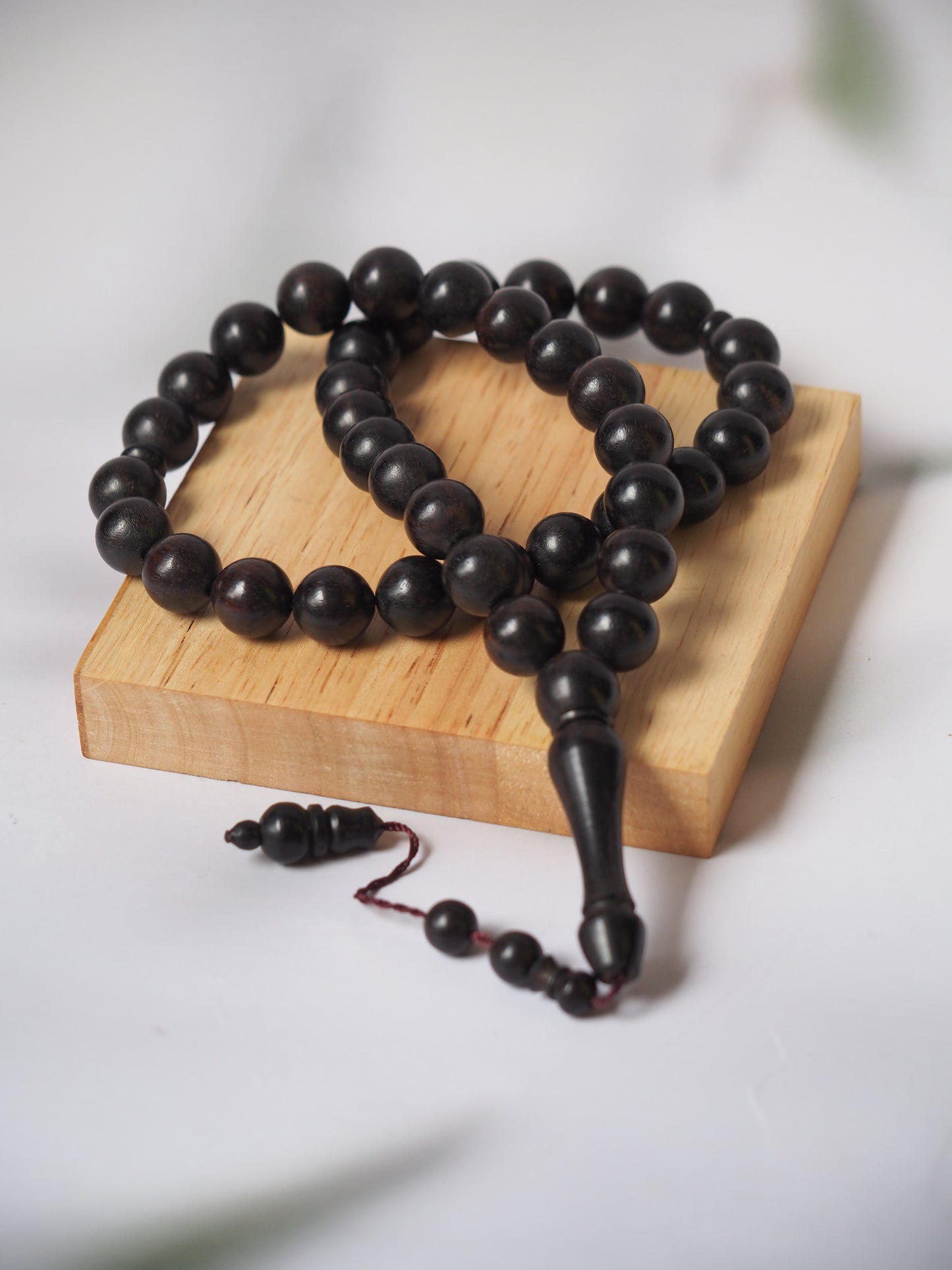 Ebony Wood Black Round Bead Rosary