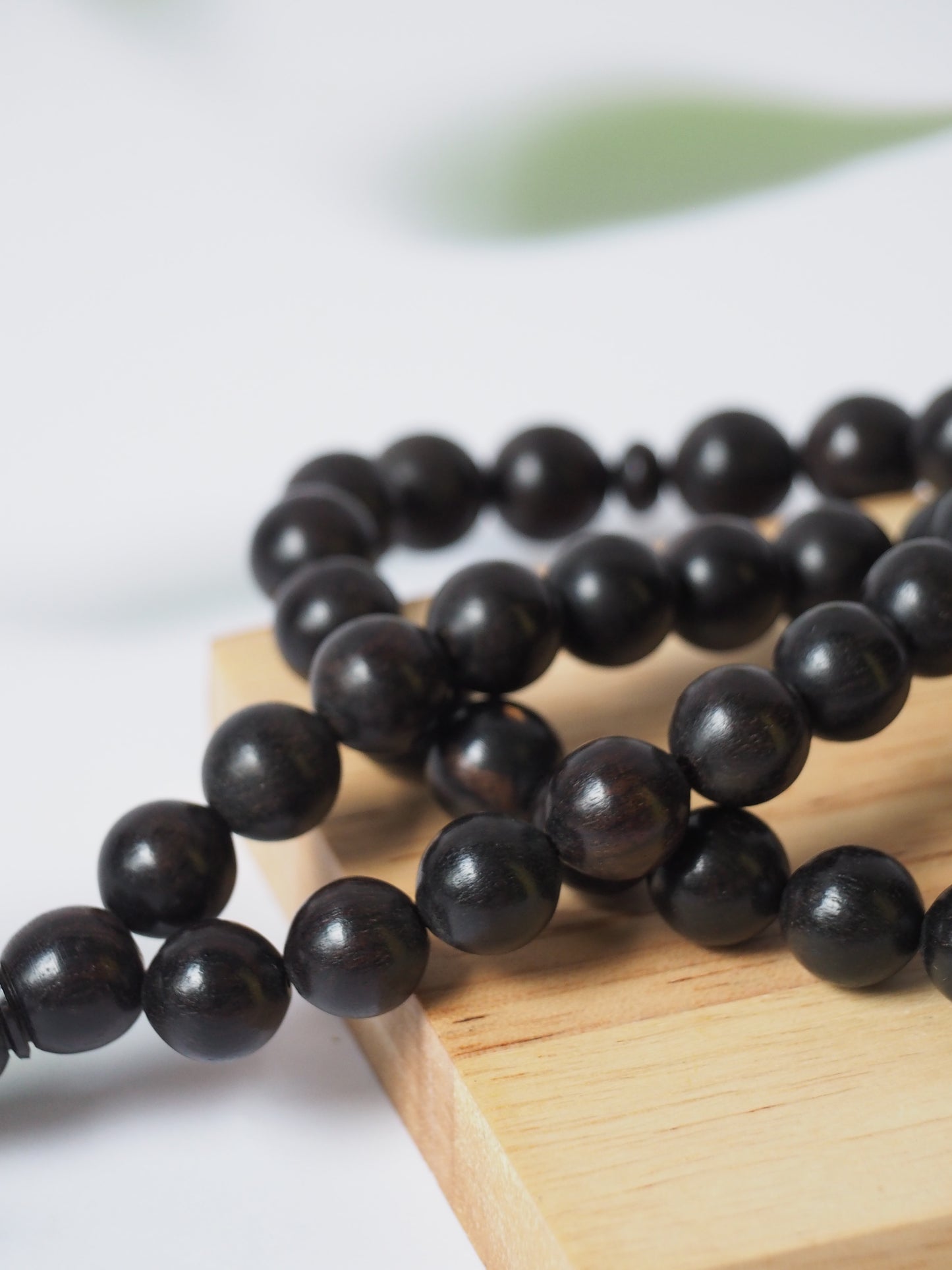 Ebony Wood Black Round Bead Rosary