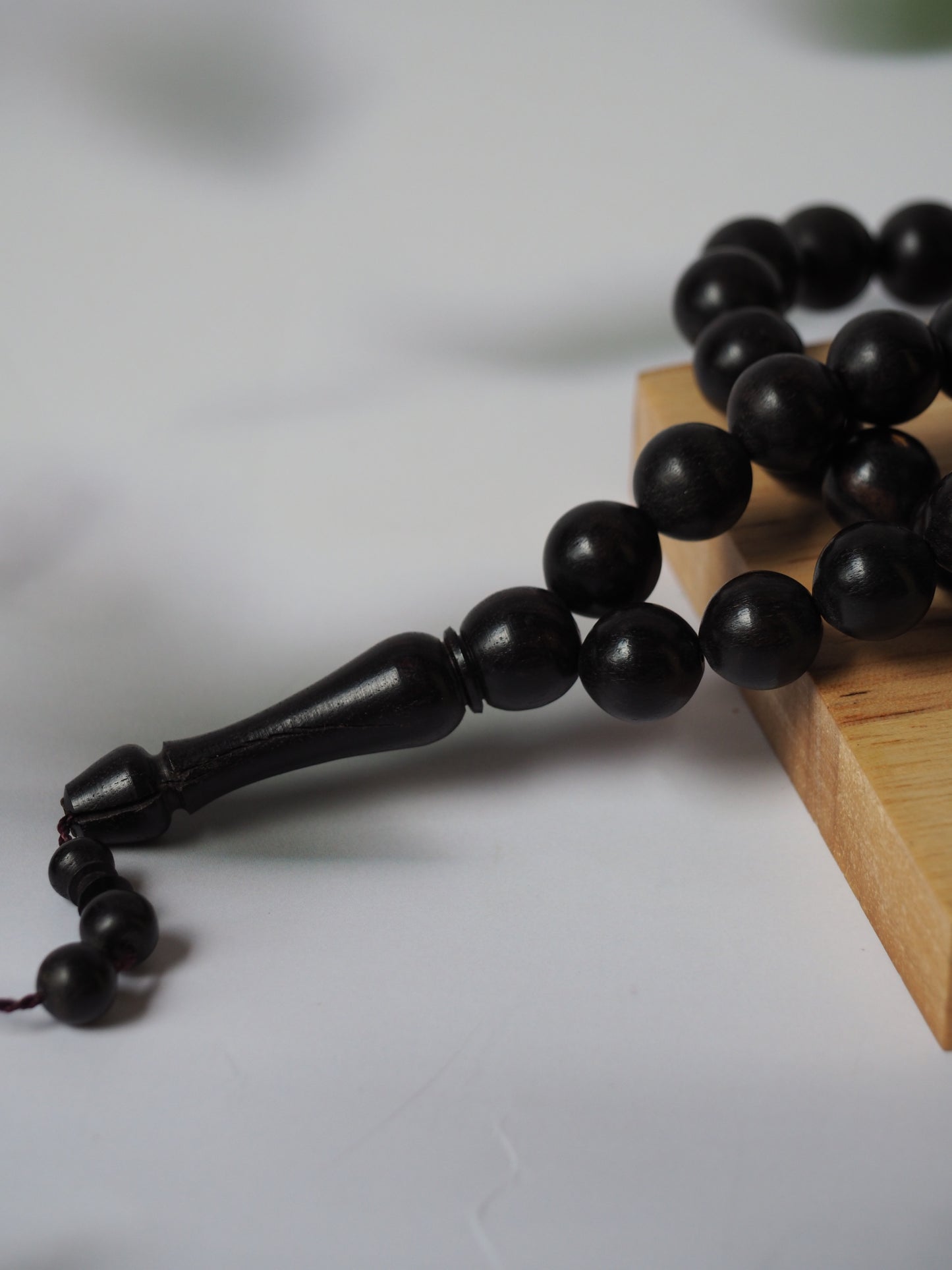 Ebony Wood Black Round Bead Rosary