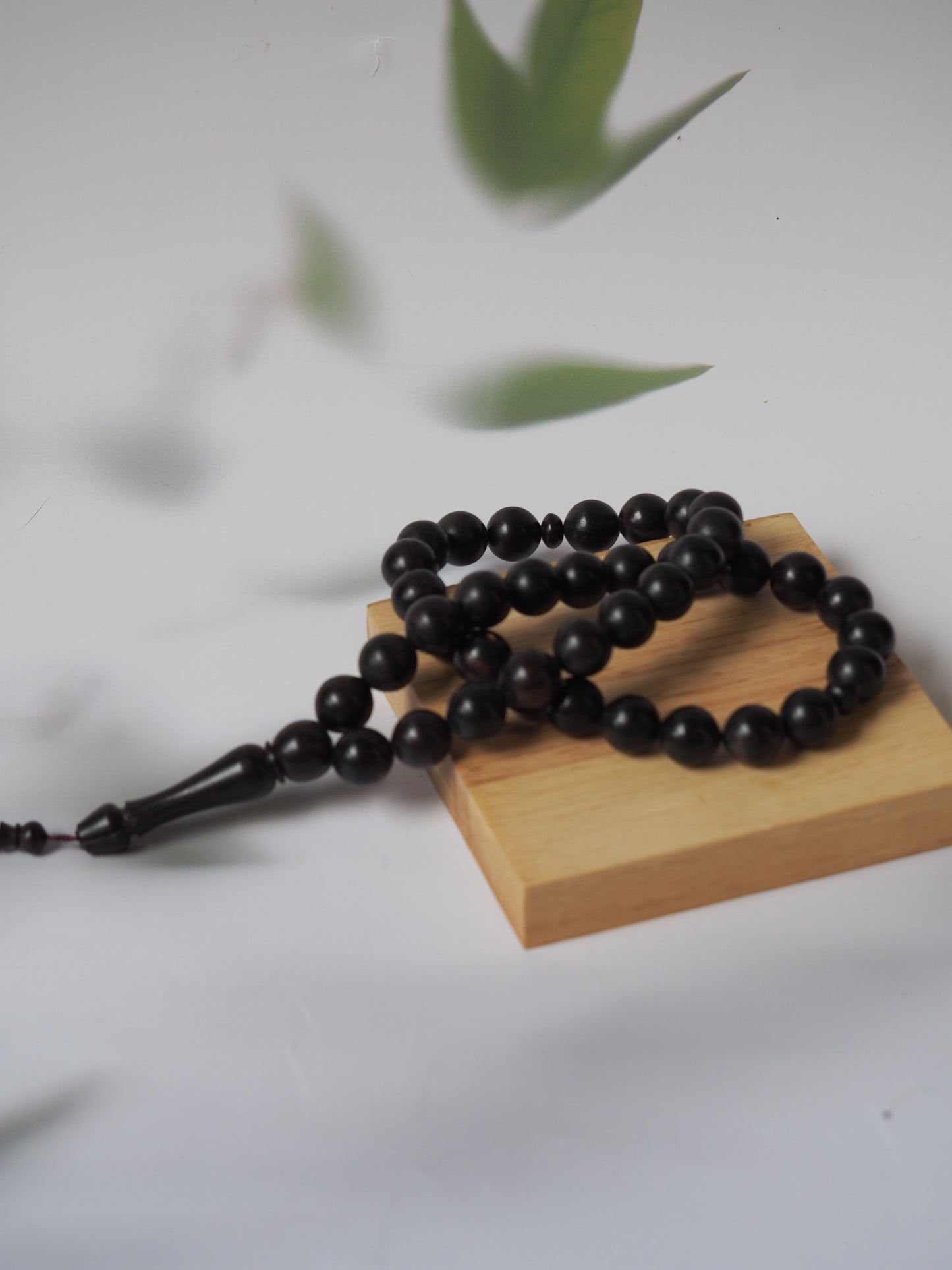 Ebony Wood Black Round Bead Rosary