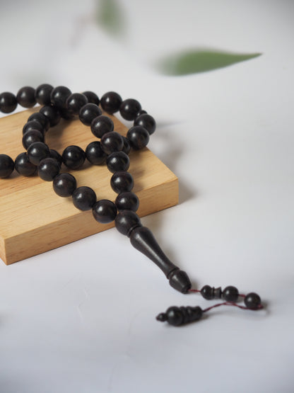 Ebony Wood Black Round Bead Rosary