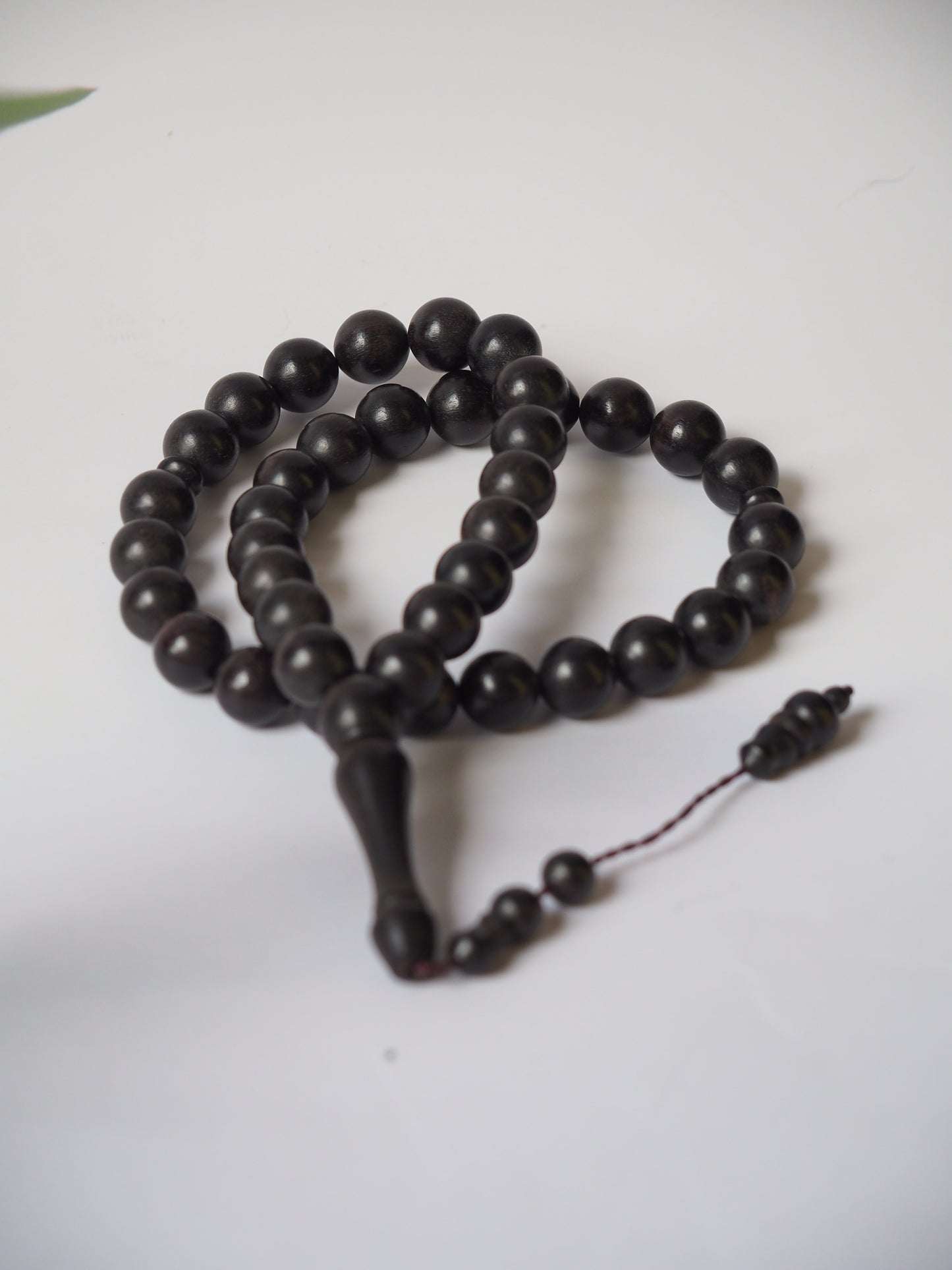 Ebony Wood Black Round Bead Rosary