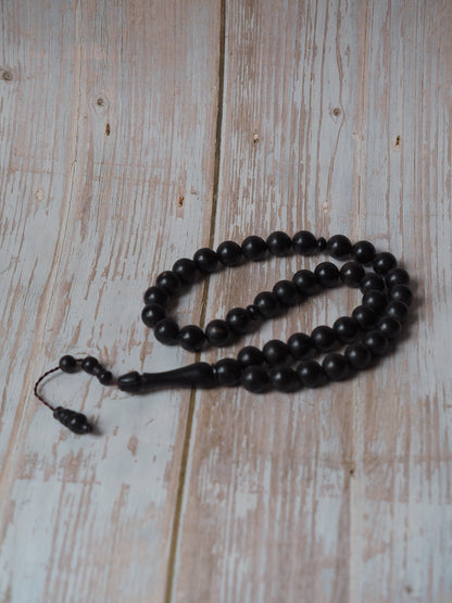 Ebony Wood Black Round Bead Rosary