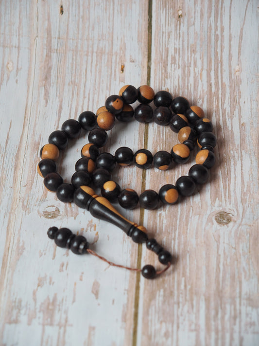 Ebony Two Colors Round Beads Rosary