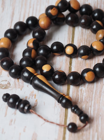 Ebony Two Colors Round Beads Rosary