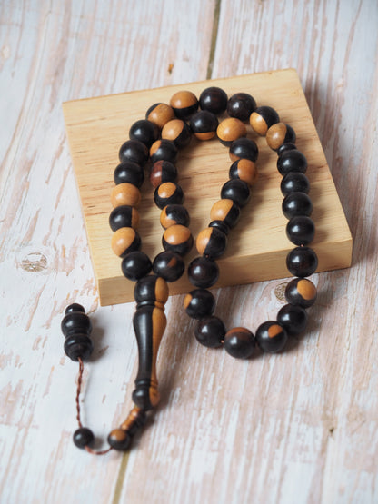 Ebony Two Colors Round Beads Rosary