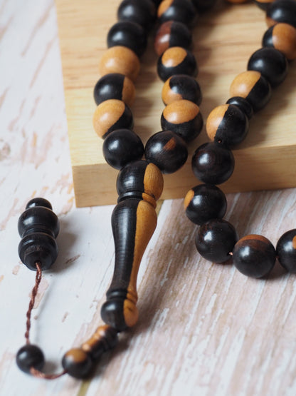 Ebony Two Colors Round Beads Rosary