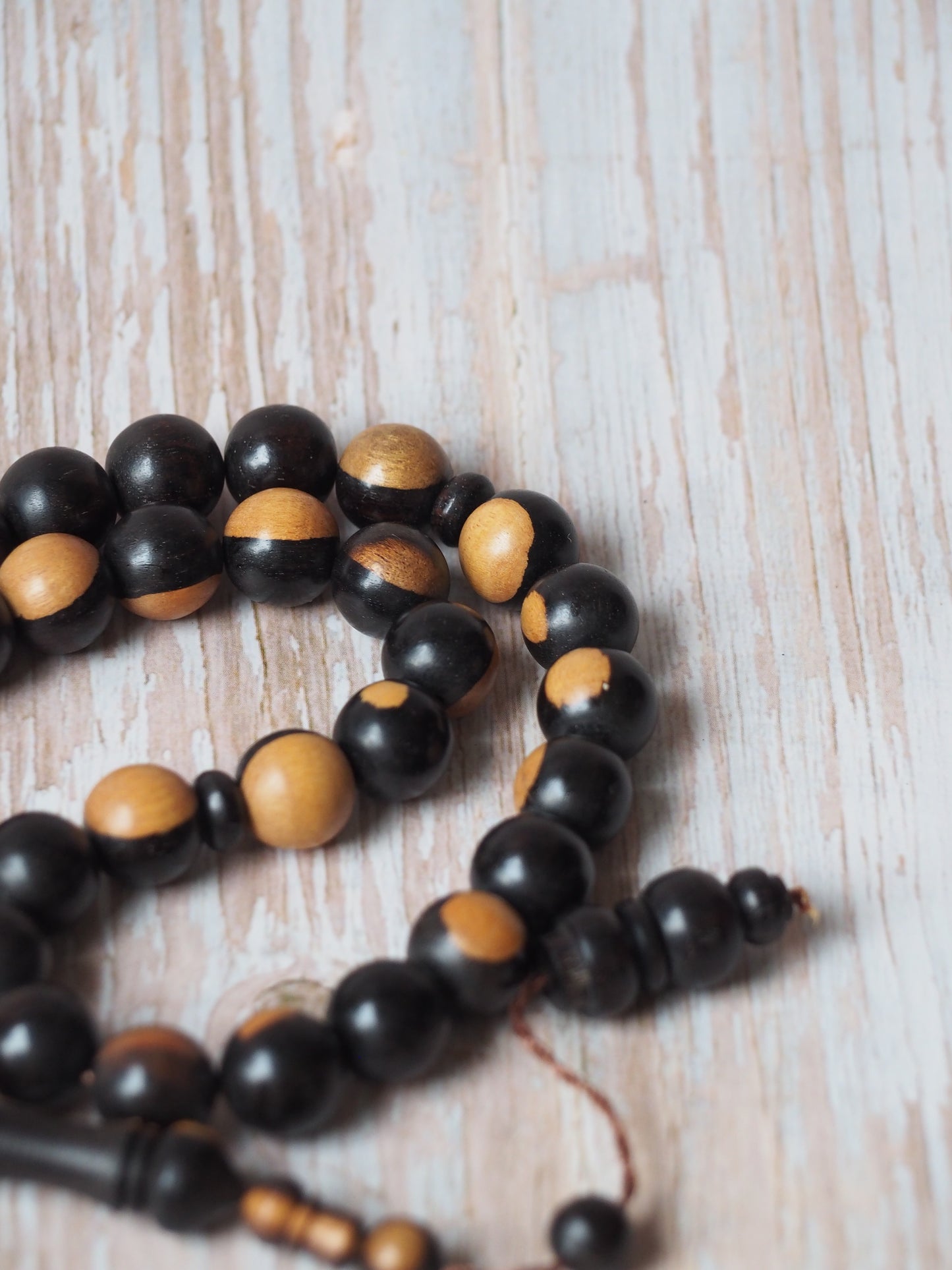 Ebony Two Colors Round Beads Rosary