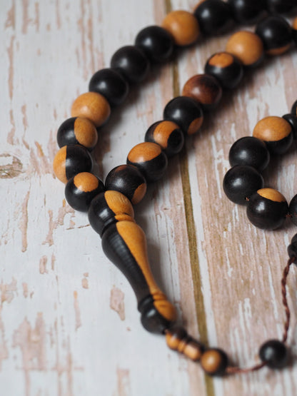 Ebony Two Colors Round Beads Rosary