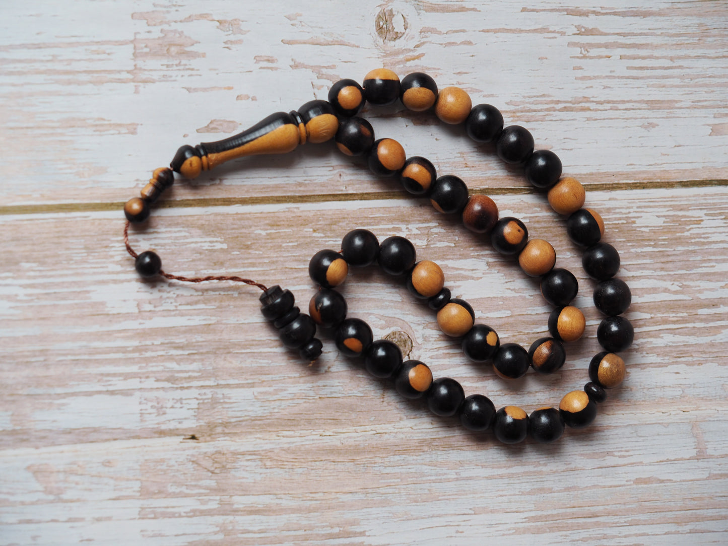 Ebony Two Colors Round Beads Rosary