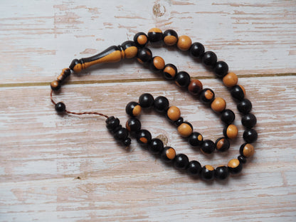 Ebony Two Colors Round Beads Rosary