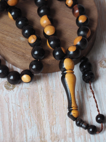 Ebony Two Colors Round Beads Rosary