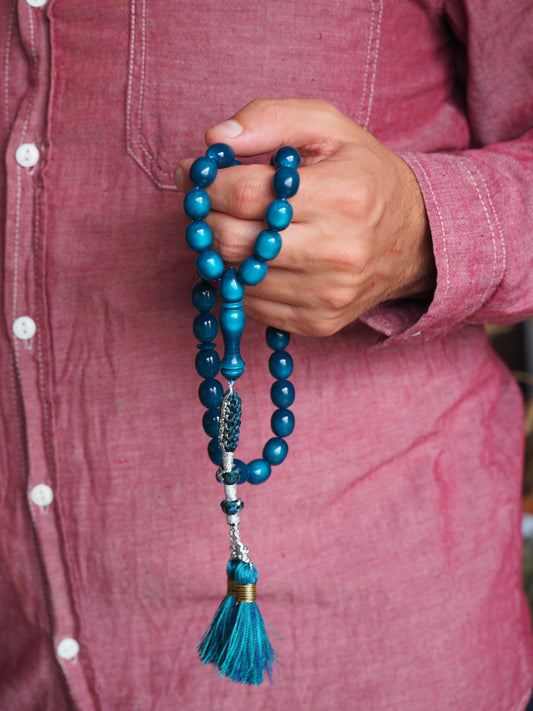 Deep Teal Blue Bakelite Rosary