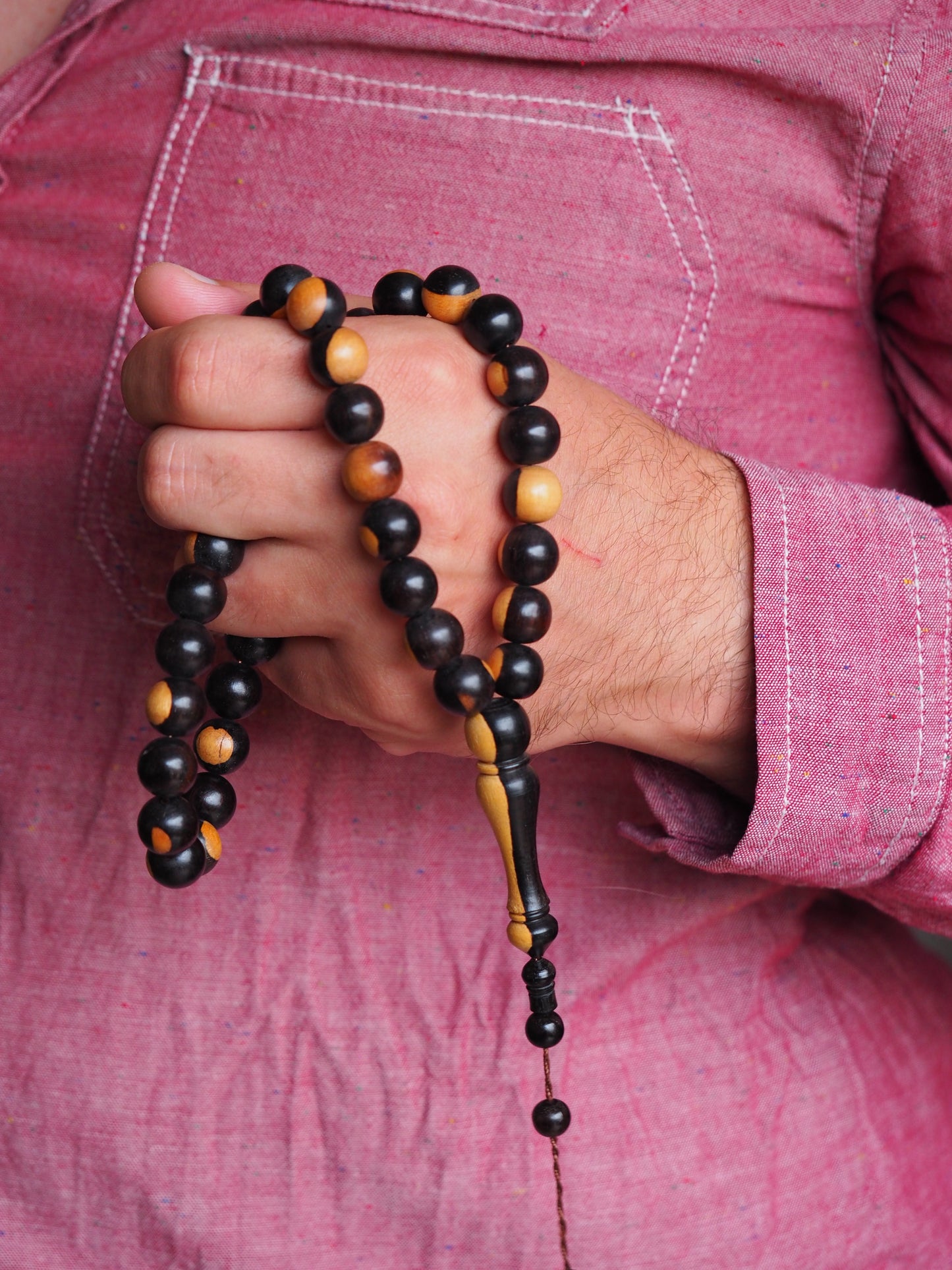 Ebony Two Colors Round Beads Rosary