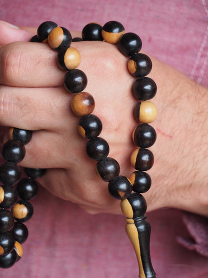 Ebony Two Colors Round Beads Rosary