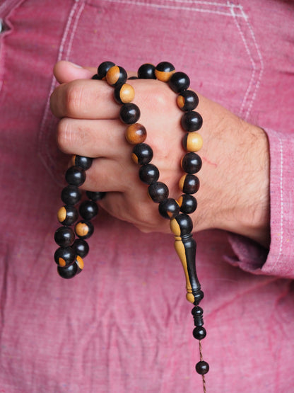 Ebony Two Colors Round Beads Rosary