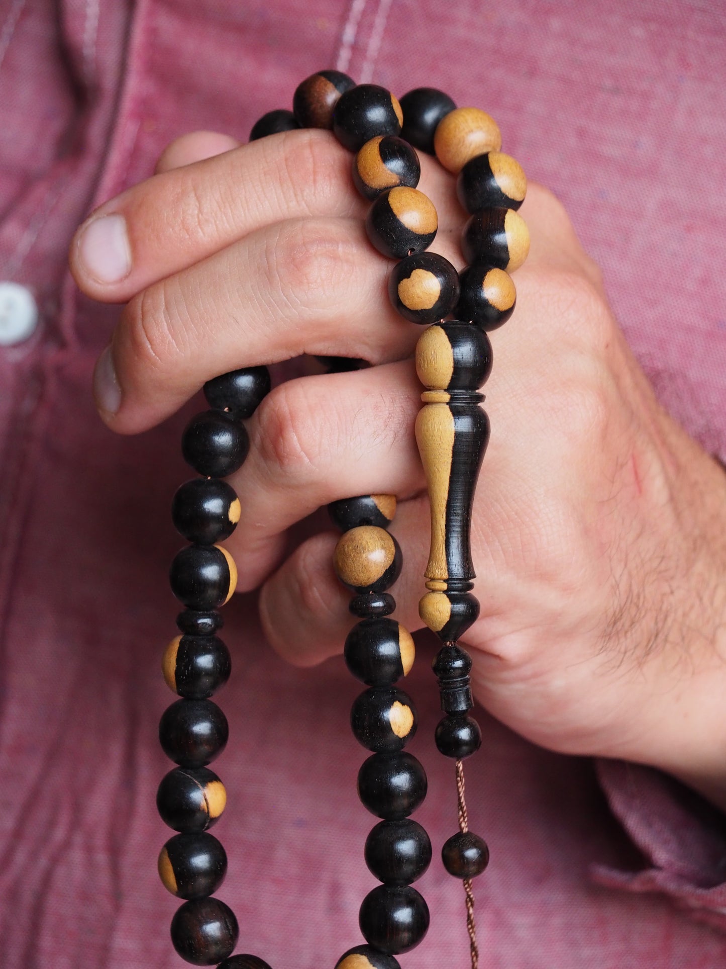 Ebony Two Colors Round Beads Rosary