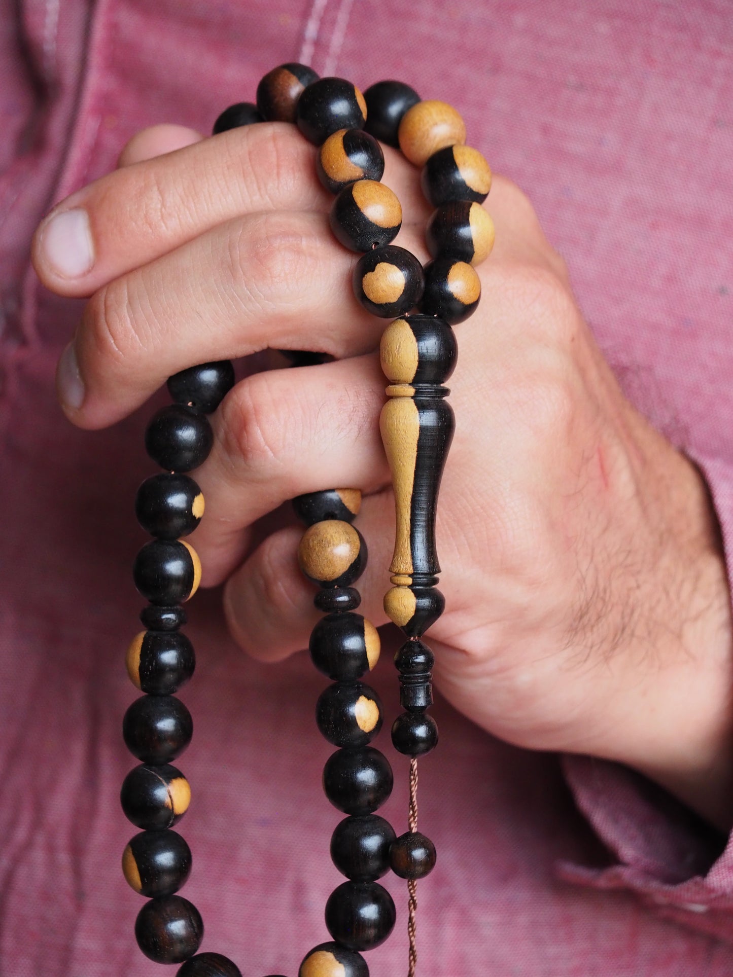 Ebony Two Colors Round Beads Rosary