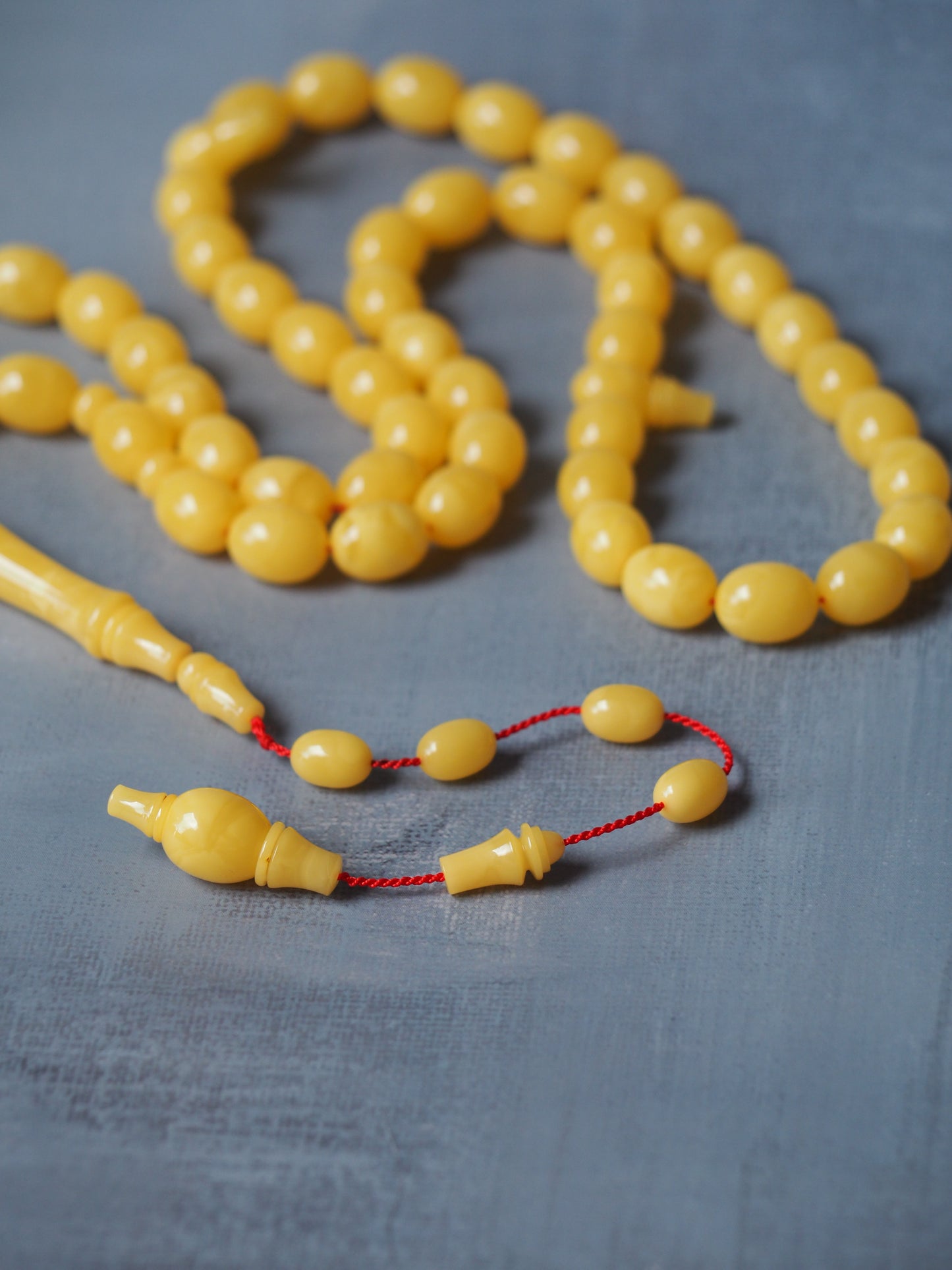 Unique Natural Pure Butterscotch Amber Tasbih / Rosary made of One Piece of Amber