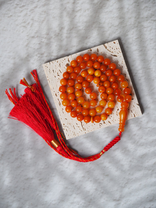 Antique Aged "Old German" Amber Misbah 66 Beads