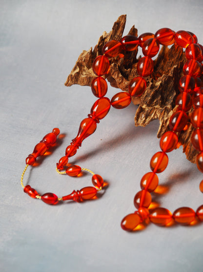 Orange Transparent Syrian Bakelite Rosary 45 Beads