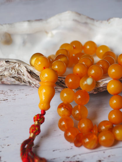Antique Natural Aged Honey and Cloudy Amber Tasbih 45 Beads
