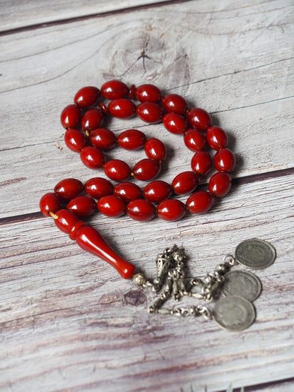 Maroon / Burgundy German Bakelite Rosary 33 Beads