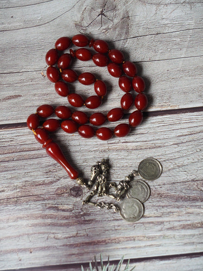 Maroon / Burgundy German Bakelite Rosary 33 Beads