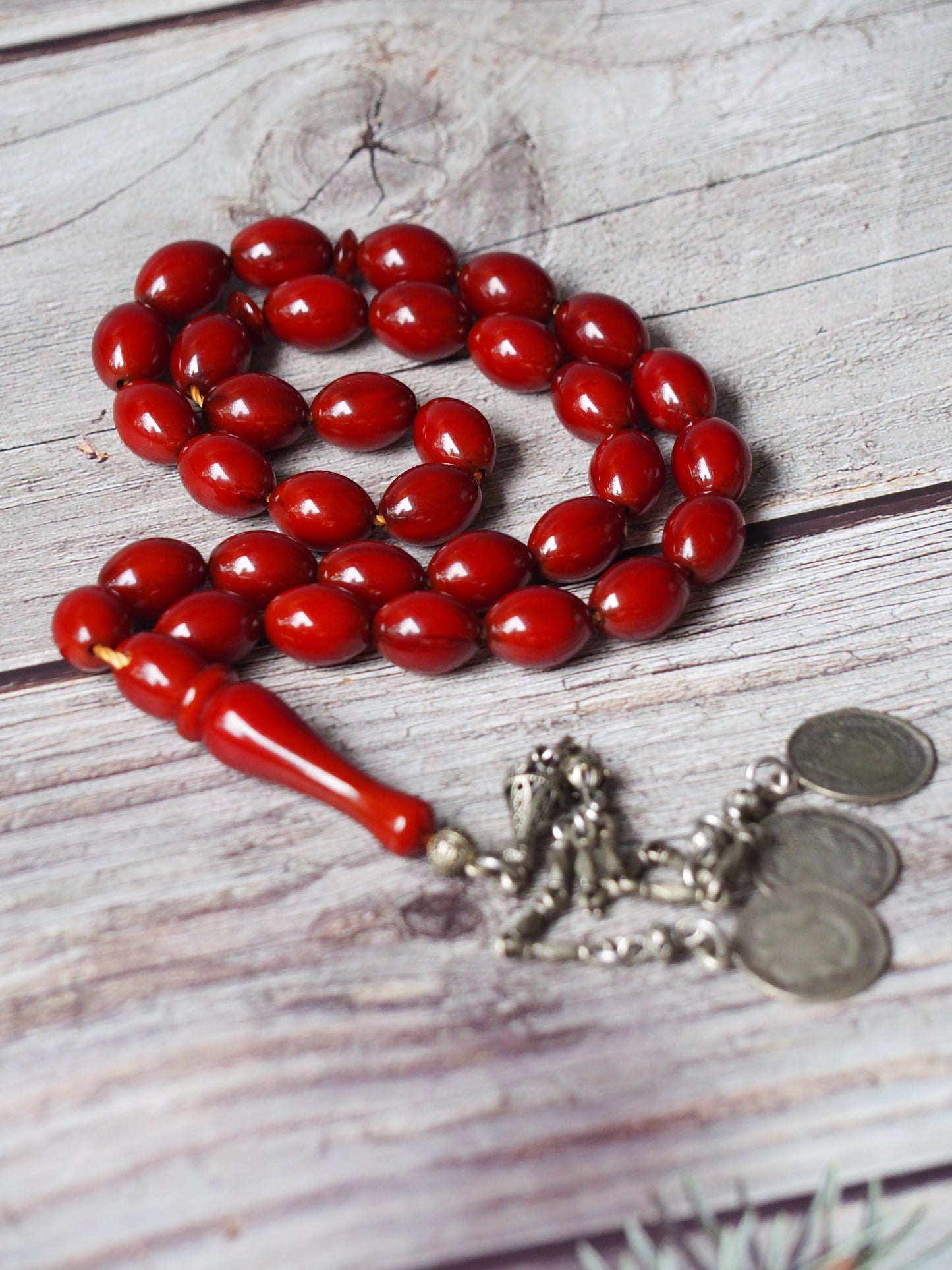 Maroon / Burgundy German Bakelite Rosary 33 Beads