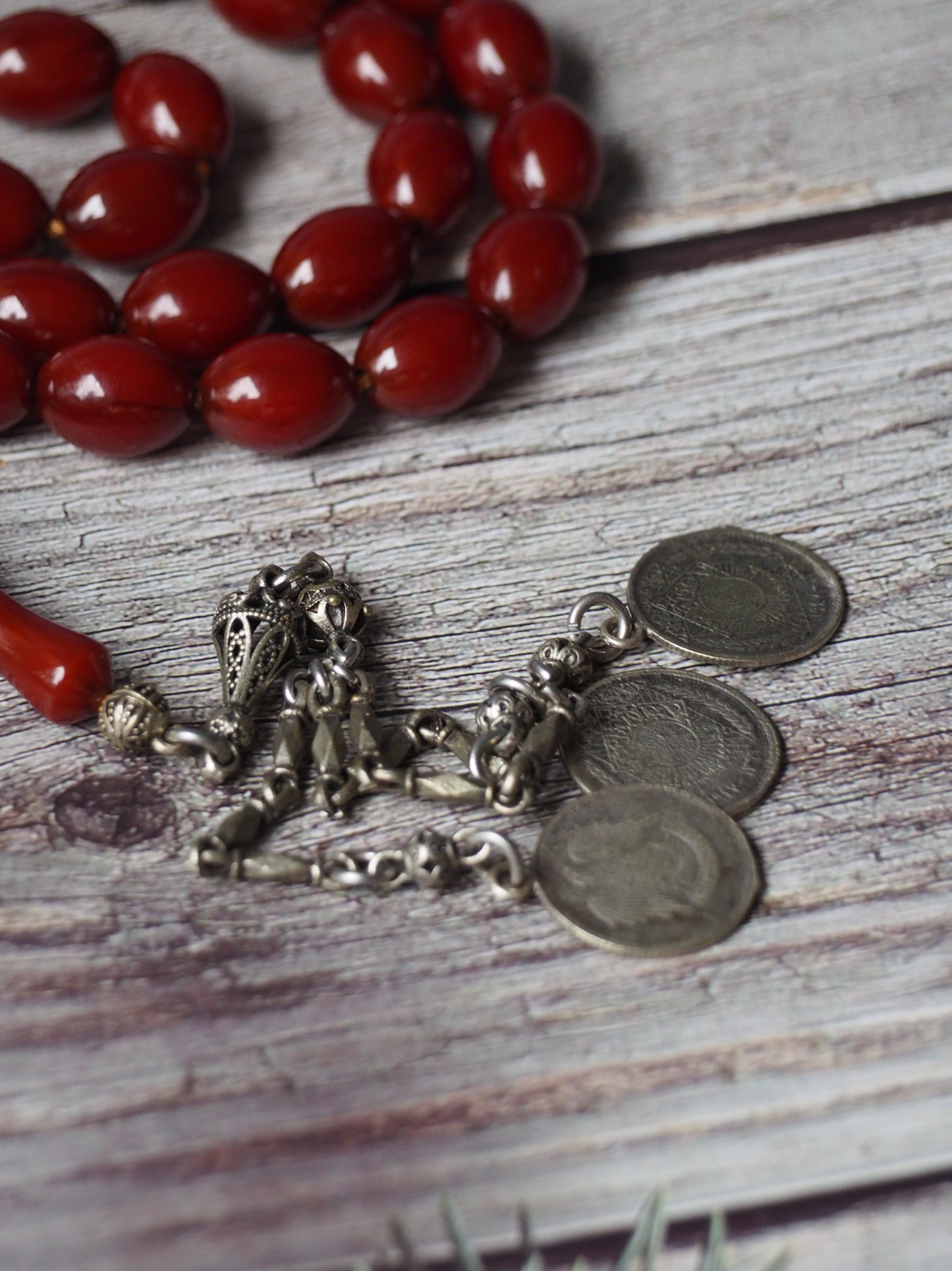 Maroon / Burgundy German Bakelite Rosary 33 Beads