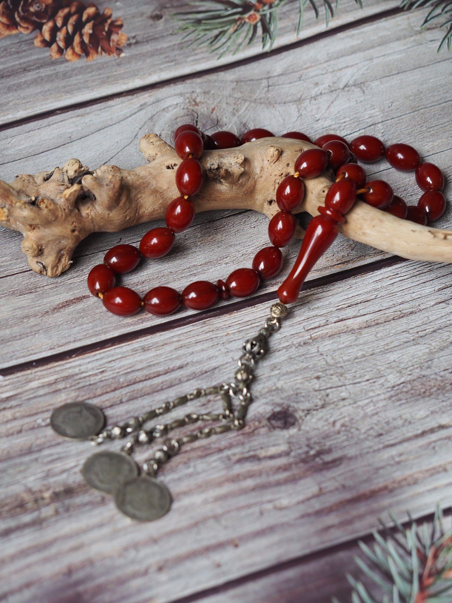 Maroon / Burgundy German Bakelite Rosary 33 Beads