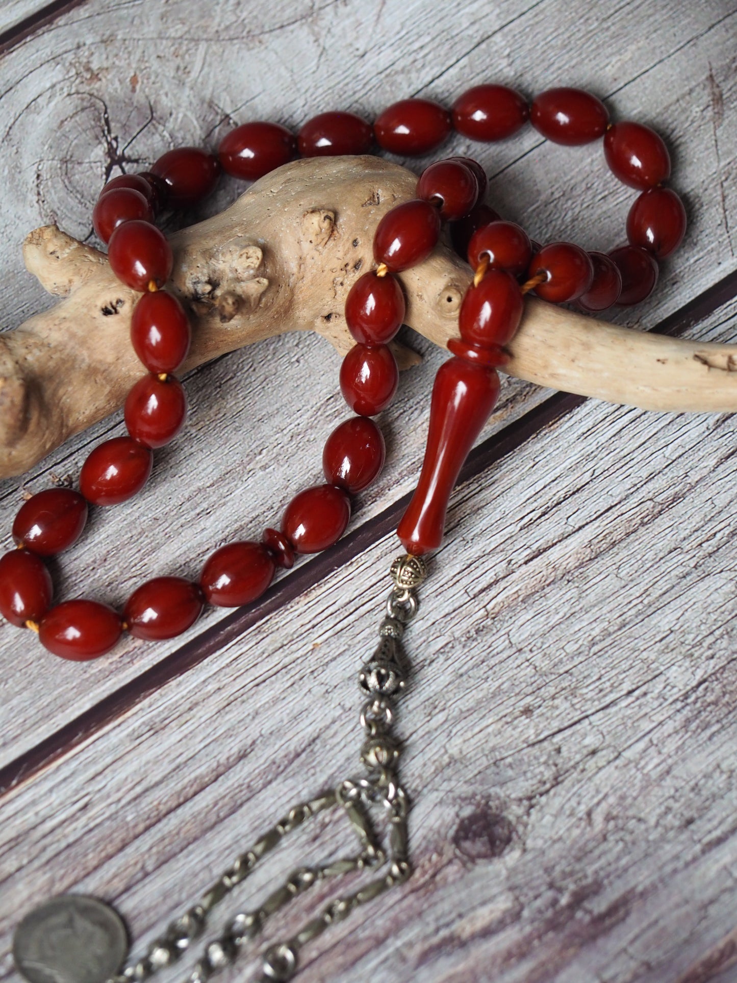 Maroon / Burgundy German Bakelite Rosary 33 Beads