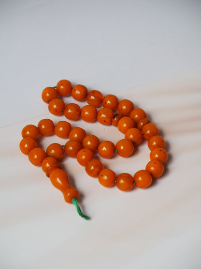 Antique Orange Afghani Bakelite Rosary