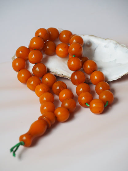 Antique Orange Afghani Bakelite Rosary