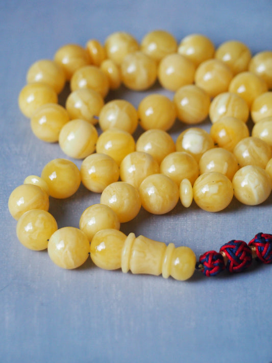 Unique Royal White / Butterscotch "Tiger" Amber Rosary with Certificate
