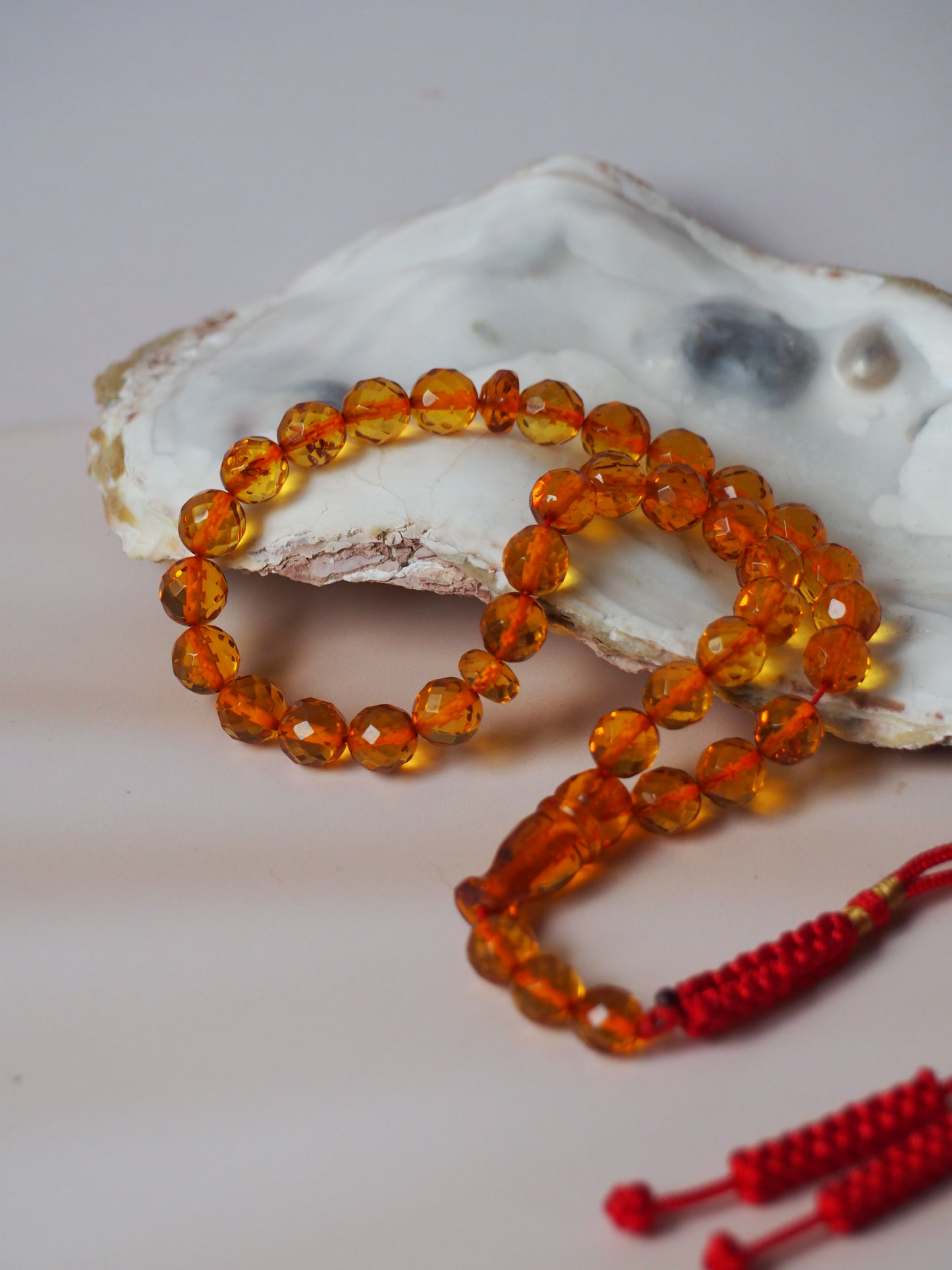 Natural Micro Cognac Faceted Rosary 33 Beads Pocket Size