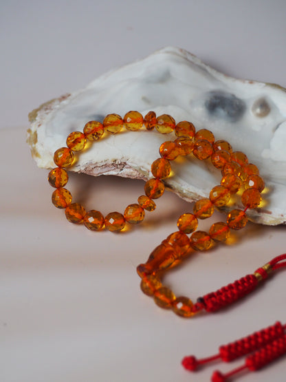 Natural Micro Cognac Faceted Rosary 33 Beads Pocket Size