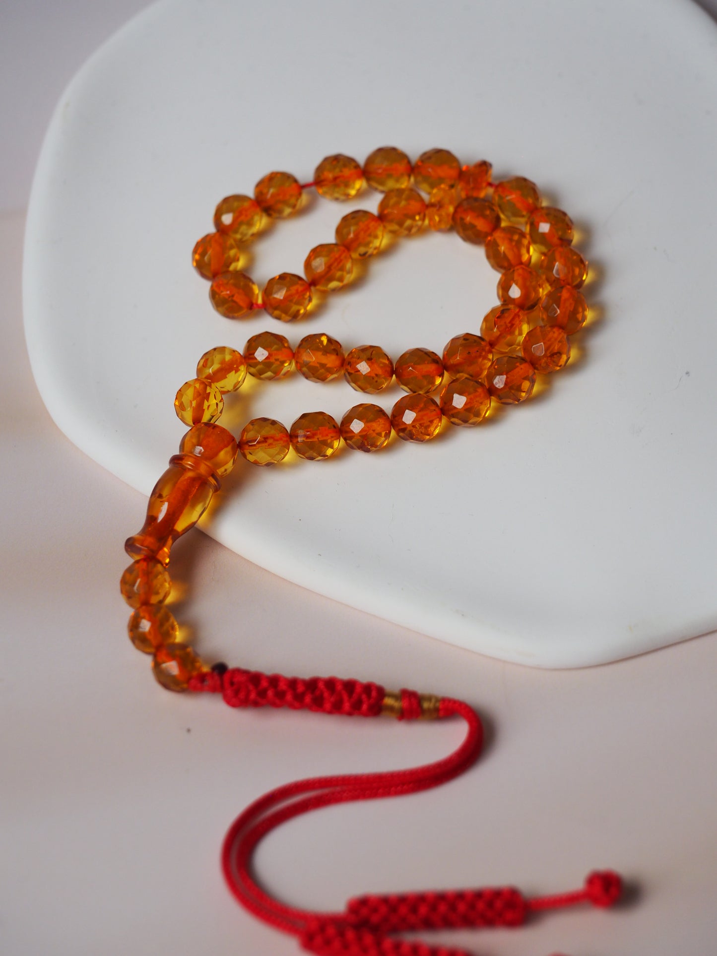 Natural Micro Cognac Faceted Rosary 33 Beads Pocket Size