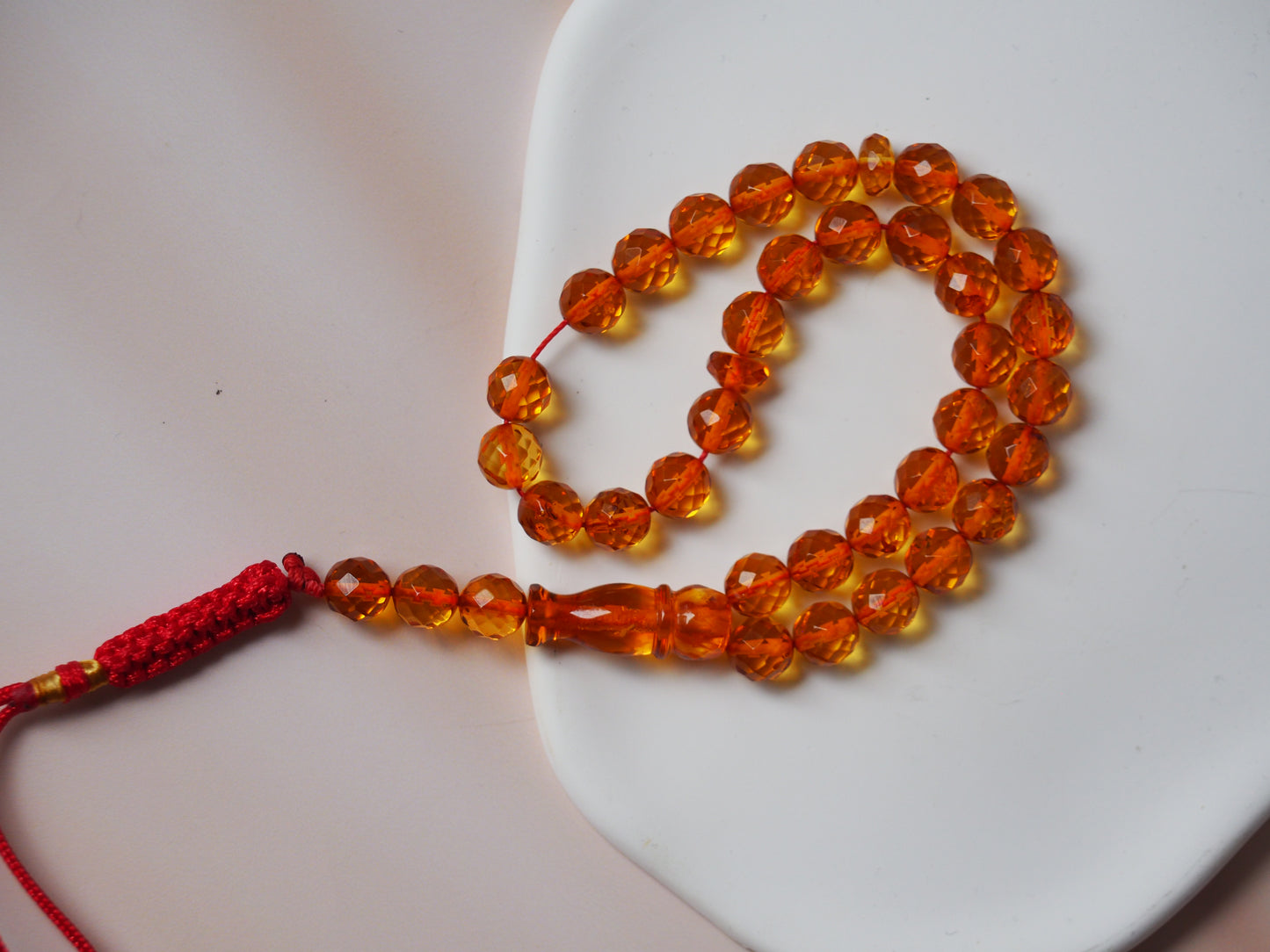 Natural Micro Cognac Faceted Rosary 33 Beads Pocket Size