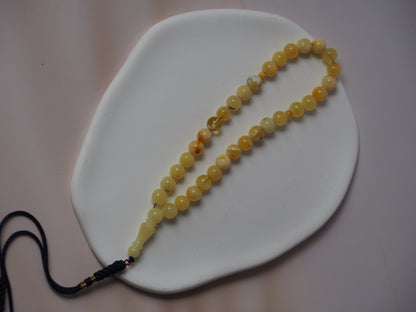 Micro Cloudy Milk Natural Baltic Amber Rosary Pocket Size 33 Beads