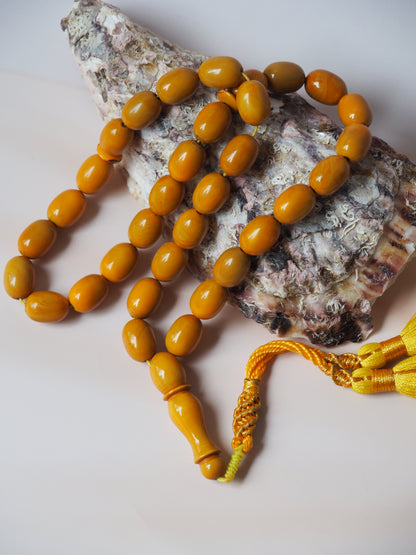 Yellow Syrian Bakelite Rosary from 90s 33 Beads