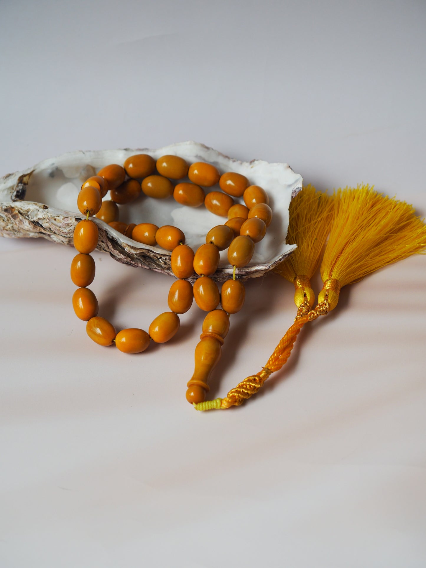 Yellow Syrian Bakelite Rosary from 90s 33 Beads