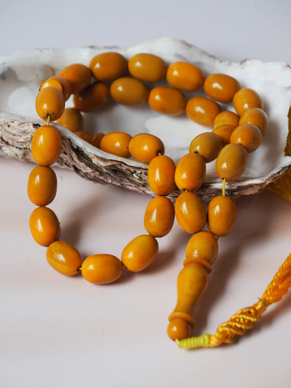 Yellow Syrian Bakelite Rosary from 90s 33 Beads