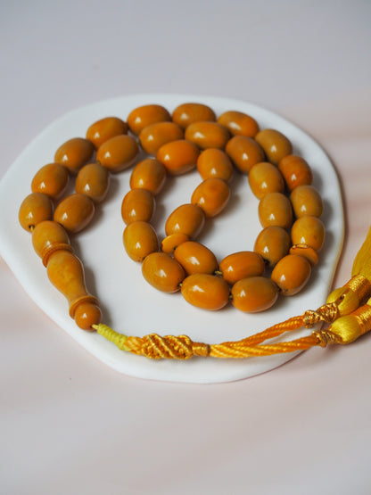 Yellow Syrian Bakelite Rosary from 90s 33 Beads