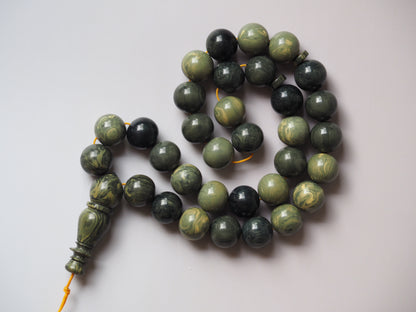 Vintage Teal Green "Chernobyl" Bakelite Misbah 33 Beads