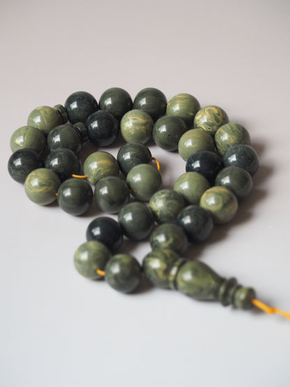 Vintage Teal Green "Chernobyl" Bakelite Misbah 33 Beads